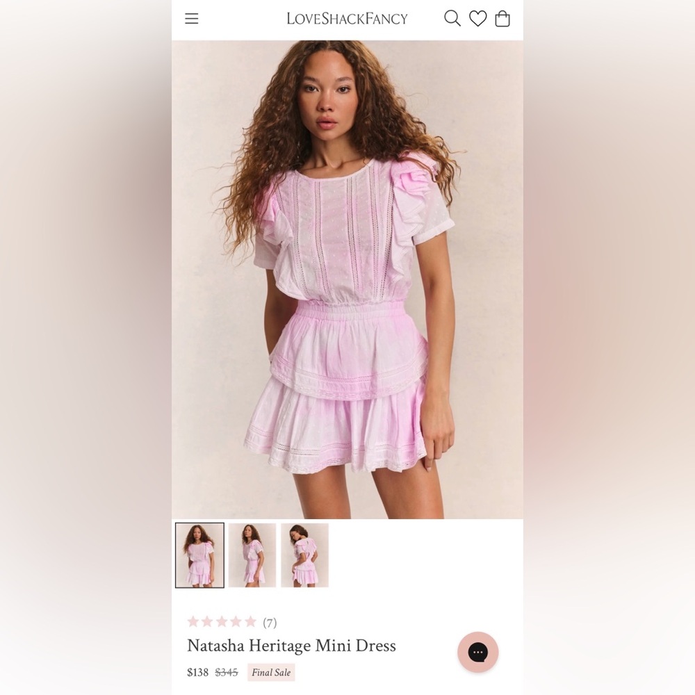 LoveShackFancy Blush and White Textured Dress